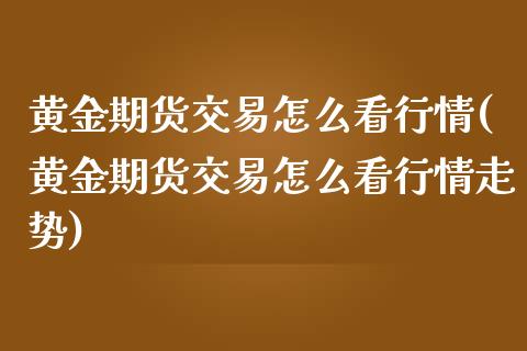 黄金期货交易怎么看行情(黄金期货交易怎么看行情走势)_https://www.zghnxxa.com_内盘期货_第1张