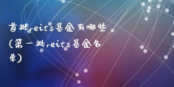 首批reits基金有哪些(第一批reits基金名单)_https://www.zghnxxa.com_黄金期货_第1张