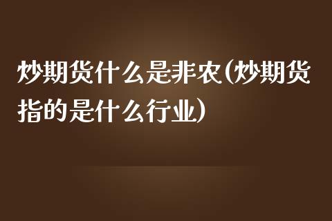 炒期货什么是非农(炒期货指的是什么行业)_https://www.zghnxxa.com_内盘期货_第1张