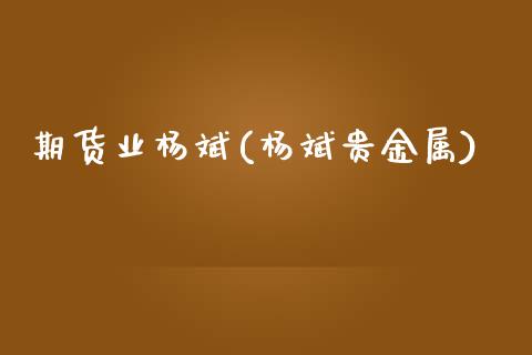 期货业杨斌(杨斌贵金属)_https://www.zghnxxa.com_内盘期货_第1张