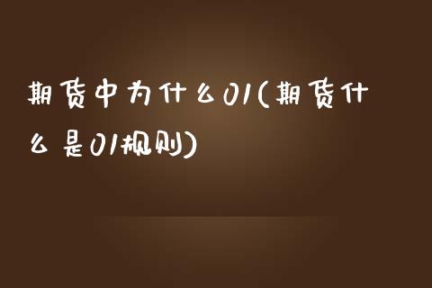 期货中为什么01(期货什么是01规则)_https://www.zghnxxa.com_黄金期货_第1张