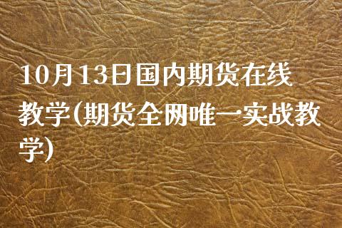 10月13日国内期货在线教学(期货全网唯一实战教学)_https://www.zghnxxa.com_期货直播室_第1张