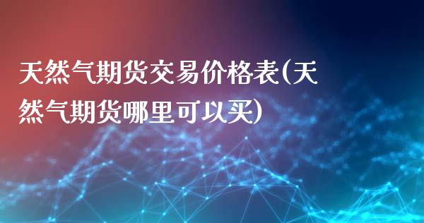 天然气期货交易价格表(天然气期货哪里可以买)_https://www.zghnxxa.com_国际期货_第1张