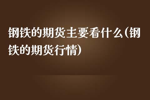 钢铁的期货主要看什么(钢铁的期货行情)_https://www.zghnxxa.com_黄金期货_第1张