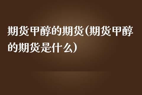 期货甲醇的期货(期货甲醇的期货是什么)_https://www.zghnxxa.com_期货直播室_第1张