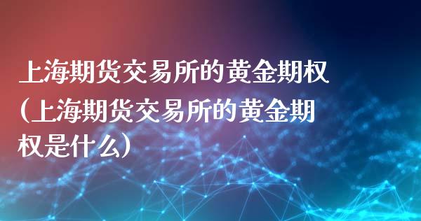 上海期货交易所的黄金期权(上海期货交易所的黄金期权是什么)_https://www.zghnxxa.com_国际期货_第1张