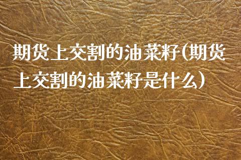 期货上交割的油菜籽(期货上交割的油菜籽是什么)_https://www.zghnxxa.com_国际期货_第1张