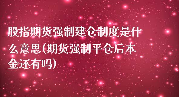 股指期货强制建仓制度是什么意思(期货强制平仓后本金还有吗)_https://www.zghnxxa.com_黄金期货_第1张