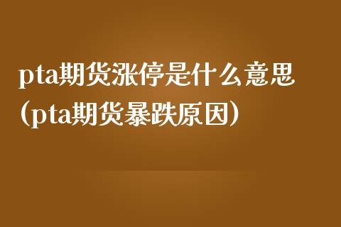 pta期货涨停是什么意思(pta期货暴跌原因)_https://www.zghnxxa.com_黄金期货_第1张