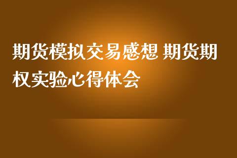 期货模拟交易感想 期货期权实验心得体会_https://www.zghnxxa.com_期货直播室_第1张