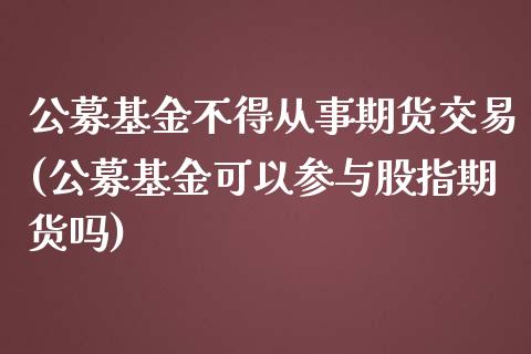 公募基金不得从事期货交易(公募基金可以参与股指期货吗)_https://www.zghnxxa.com_黄金期货_第1张