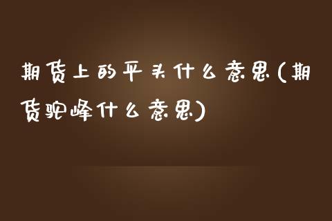 期货上的平头什么意思(期货驼峰什么意思)_https://www.zghnxxa.com_内盘期货_第1张