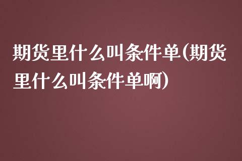 期货里什么叫条件单(期货里什么叫条件单啊)_https://www.zghnxxa.com_黄金期货_第1张