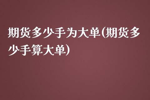 期货多少手为大单(期货多少手算大单)_https://www.zghnxxa.com_黄金期货_第1张