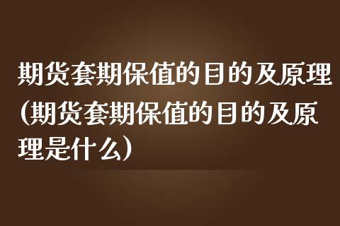 期货套期保值的目的及原理(期货套期保值的目的及原理是什么)_https://www.zghnxxa.com_期货直播室_第1张