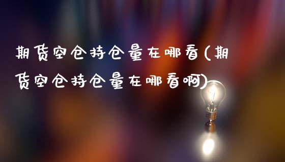 期货空仓持仓量在哪看(期货空仓持仓量在哪看啊)_https://www.zghnxxa.com_内盘期货_第1张