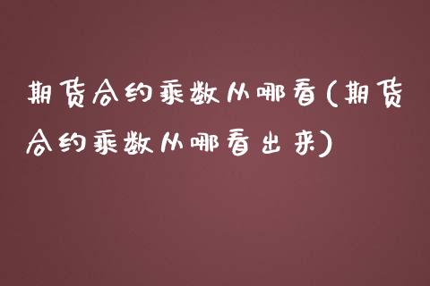 期货合约乘数从哪看(期货合约乘数从哪看出来)_https://www.zghnxxa.com_黄金期货_第1张