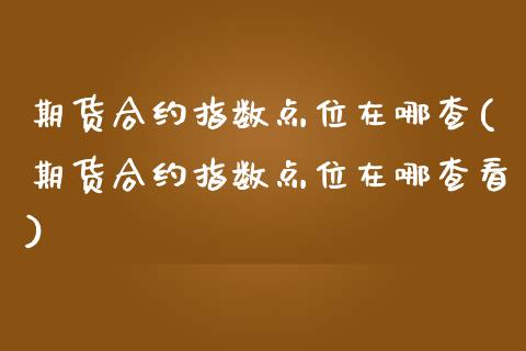 期货合约指数点位在哪查(期货合约指数点位在哪查看)_https://www.zghnxxa.com_期货直播室_第1张