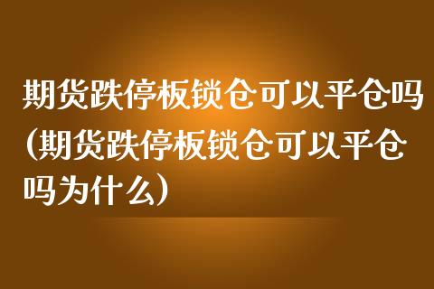 期货跌停板锁仓可以平仓吗(期货跌停板锁仓可以平仓吗为什么)_https://www.zghnxxa.com_内盘期货_第1张