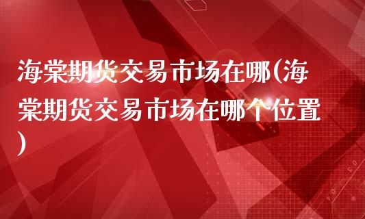 海棠期货交易市场在哪(海棠期货交易市场在哪个位置)_https://www.zghnxxa.com_黄金期货_第1张