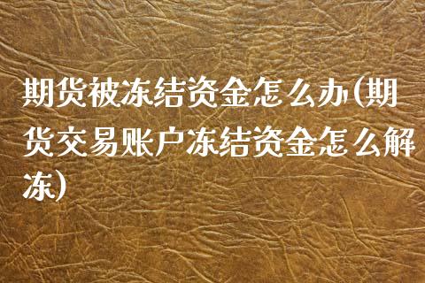 期货被冻结资金怎么办(期货交易账户冻结资金怎么解冻)_https://www.zghnxxa.com_内盘期货_第1张