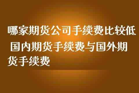 哪家期货公司手续费比较低 国内期货手续费与国外期货手续费_https://www.zghnxxa.com_期货直播室_第1张