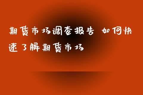 期货市场调查报告 如何快速了解期货市场_https://www.zghnxxa.com_内盘期货_第1张