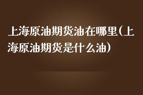 上海原油期货油在哪里(上海原油期货是什么油)_https://www.zghnxxa.com_期货直播室_第1张