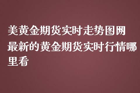 美黄金期货实时走势图网 最新的黄金期货实时行情哪里看_https://www.zghnxxa.com_黄金期货_第1张