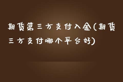 期货第三方支付入金(期货三方支付哪个平台好)_https://www.zghnxxa.com_黄金期货_第1张