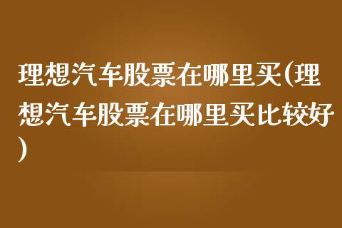 理想汽车股票在哪里买(理想汽车股票在哪里买比较好)_https://www.zghnxxa.com_期货直播室_第1张