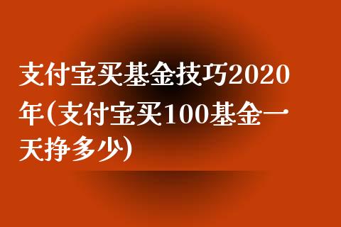 支付宝买基金技巧2020年(支付宝买100基金一天挣多少)_https://www.zghnxxa.com_期货直播室_第1张