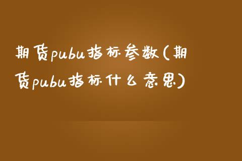 期货pubu指标参数(期货pubu指标什么意思)_https://www.zghnxxa.com_内盘期货_第1张