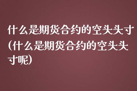 什么是期货合约的空头头寸(什么是期货合约的空头头寸呢)_https://www.zghnxxa.com_内盘期货_第1张