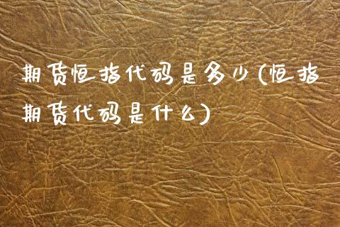 期货恒指代码是多少(恒指期货代码是什么)_https://www.zghnxxa.com_期货直播室_第1张