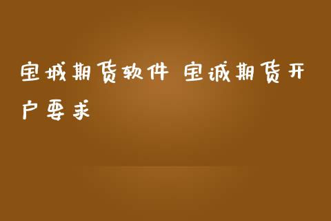 宝城期货软件 宝诚期货开户要求_https://www.zghnxxa.com_国际期货_第1张