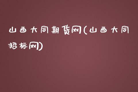 山西大同期货网(山西大同招标网)_https://www.zghnxxa.com_国际期货_第1张