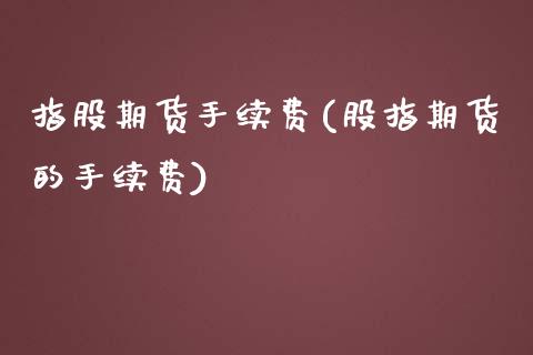 指股期货手续费(股指期货的手续费)_https://www.zghnxxa.com_国际期货_第1张