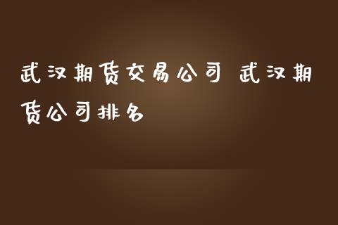 武汉期货交易公司 武汉期货公司排名_https://www.zghnxxa.com_内盘期货_第1张