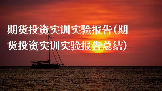 期货投资实训实验报告(期货投资实训实验报告总结)_https://www.zghnxxa.com_内盘期货_第1张