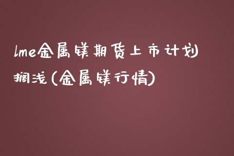 lme金属镁期货上市计划搁浅(金属镁行情)_https://www.zghnxxa.com_国际期货_第1张