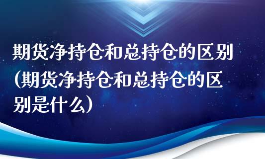 期货净持仓和总持仓的区别(期货净持仓和总持仓的区别是什么)_https://www.zghnxxa.com_期货直播室_第1张