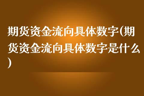 期货资金流向具体数字(期货资金流向具体数字是什么)_https://www.zghnxxa.com_期货直播室_第1张