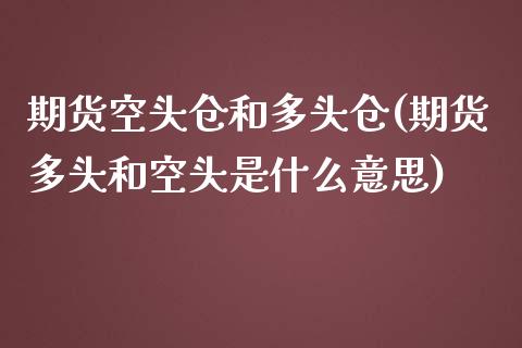 期货空头仓和多头仓(期货多头和空头是什么意思)_https://www.zghnxxa.com_期货直播室_第1张