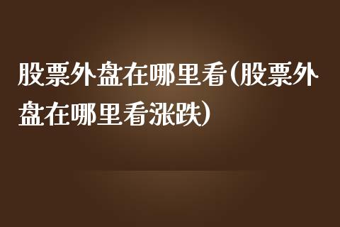 股票外盘在哪里看(股票外盘在哪里看涨跌)_https://www.zghnxxa.com_内盘期货_第1张