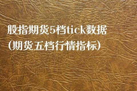 股指期货5档tick数据(期货五档行情指标)_https://www.zghnxxa.com_内盘期货_第1张