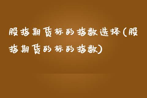 股指期货标的指数选择(股指期货的标的指数)_https://www.zghnxxa.com_内盘期货_第1张