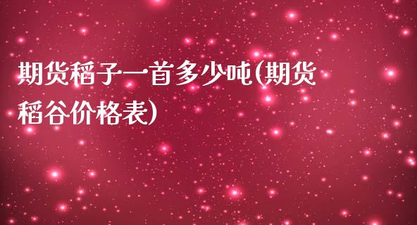 期货稻子一首多少吨(期货稻谷价格表)_https://www.zghnxxa.com_内盘期货_第1张