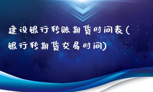 建设银行转账期货时间表(银行转期货交易时间)_https://www.zghnxxa.com_内盘期货_第1张