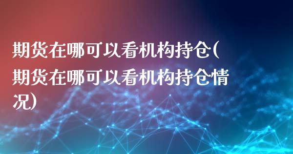 期货在哪可以看机构持仓(期货在哪可以看机构持仓情况)_https://www.zghnxxa.com_国际期货_第1张